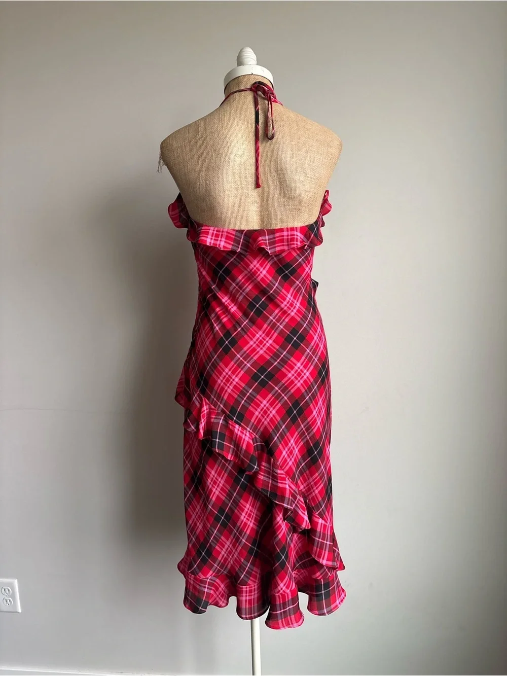 PINK x LoveShackFancy Printed Chiffon Cascade Ruffle Midi Dress SMALL NWT